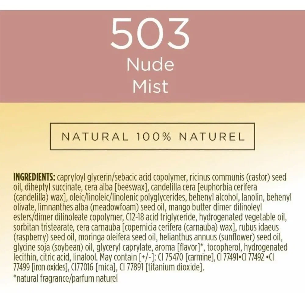 Burts Bees 100% Natural Glossy Lipstick, Nude Mist - 2 Tubes